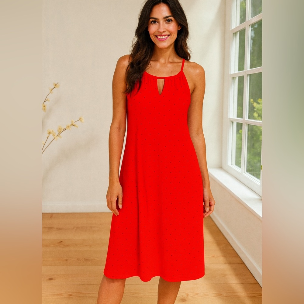 RMLL Red Eyelet Shift Dress Women’s Small Keyhole Cocktail & Holiday Party